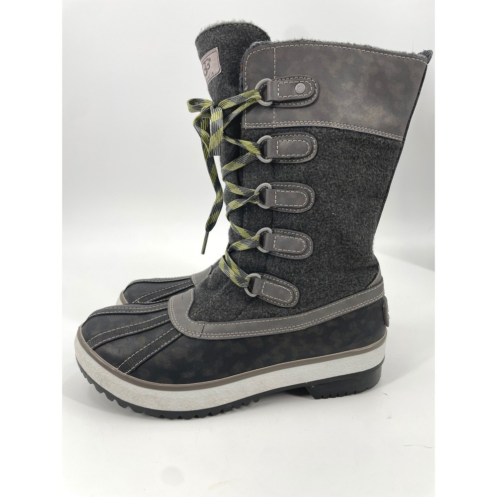 UGG Adirondack Tall Boot Womens 7 Grey Leather Wool Snow Waterproof 1001743